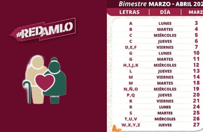 Calendario de pagos de pensiones del Bienestar para el bimestre marzo-abril 2025
