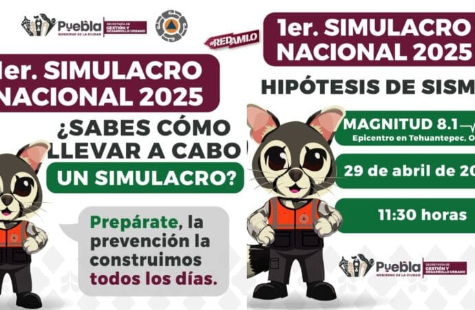 Gobierno de Puebla se suma al Primer Simulacro Nacional 2025
