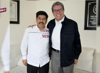 Monreal recibe al presidente electo de la SCJN, Hugo Aguilar Ortiz