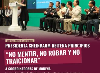 Sheinbaum a coordinadores de Morena: “No mentir, no robar y no traicionar”