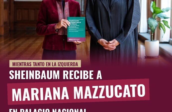 Sheinbaum recibe a Mariana Mazzucato en Palacio Nacional