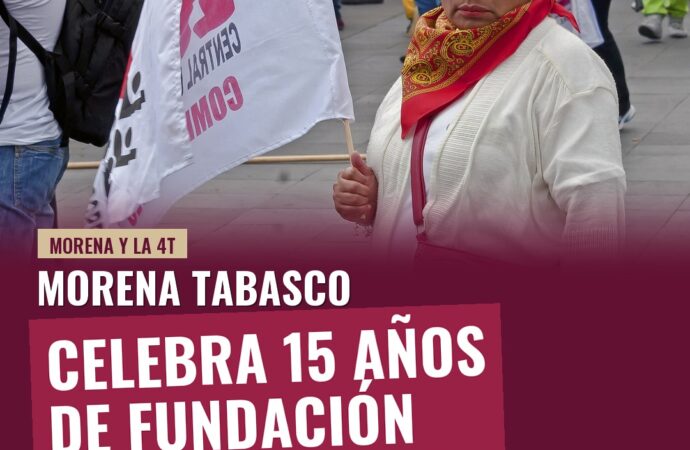 Morena Tabasco celebra 15 años de fundación con marcha en Villahermosa