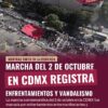 Marcha del 2 de octubre en CDMX registra enfrentamientos y vandalismo